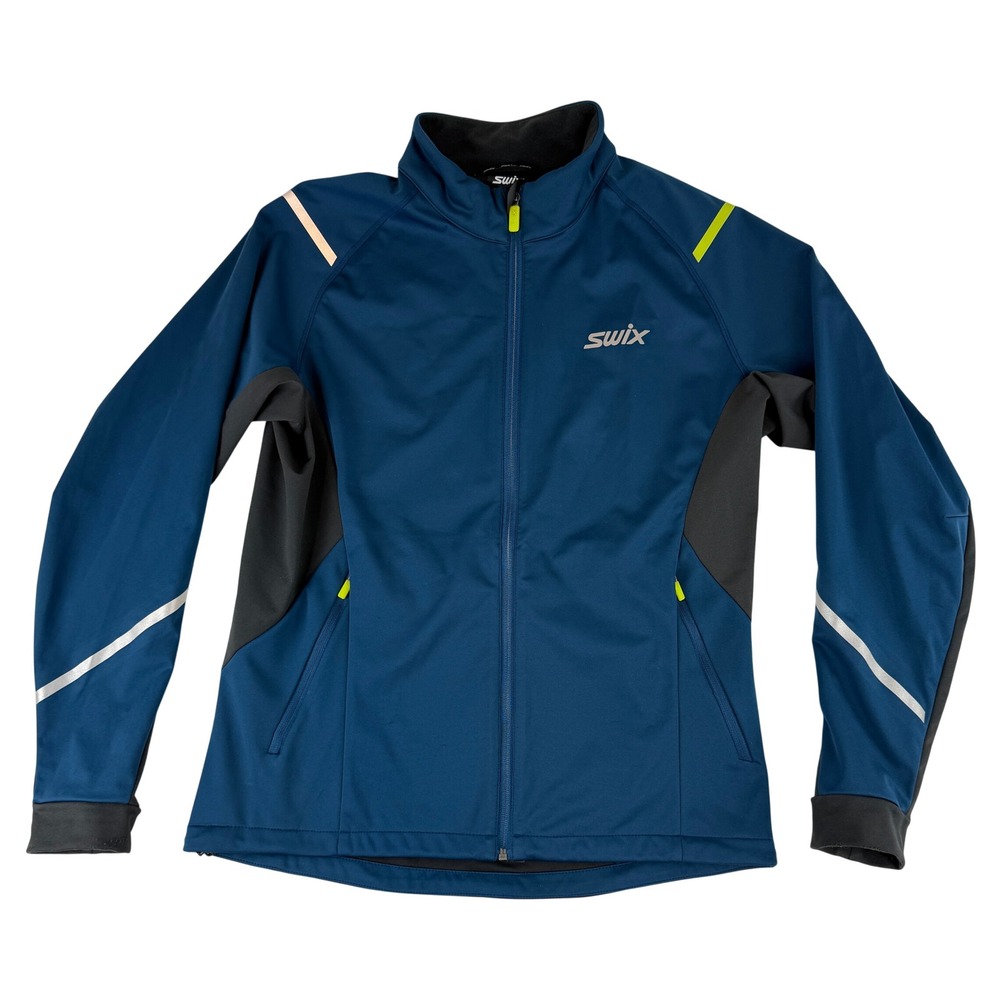 Swix Softshell Nordic Ski Jacket Mens M Blue Reflective Cross Country 12341